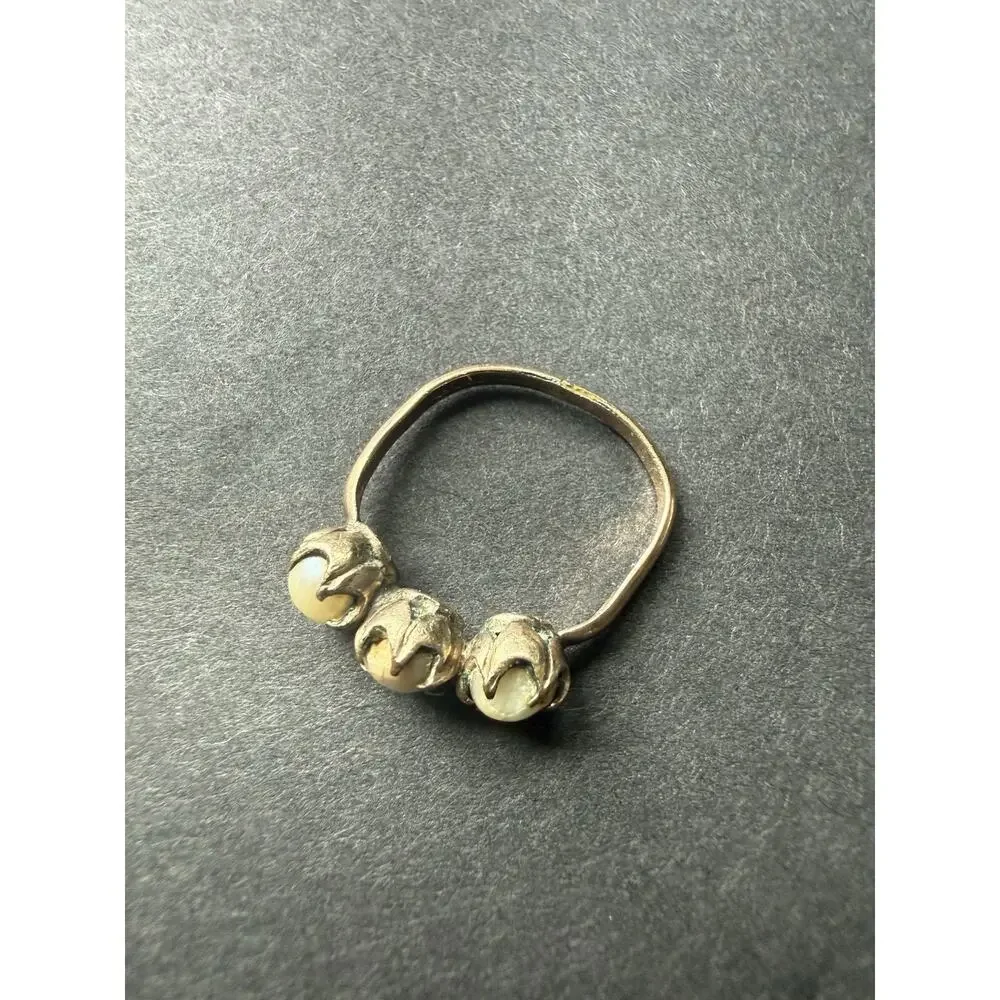 Vintage Pearl 14kt 1/30 Gold Plated Ring Cocktail Classic Minimalist Size 5.5